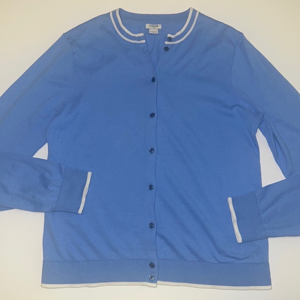 J. Crew Women’s Cardigan Light blue with white trim